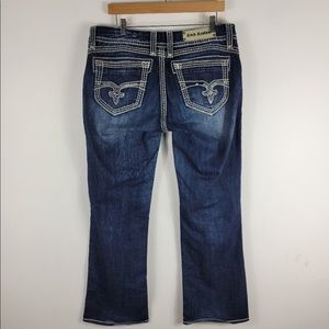 Rock Revival Liz Easy Boot Mid Rise Rhinestone Bling Jeans